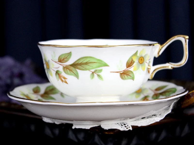 classic white mugs-Arklow Bone China, Irish Teacup & Saucer, Autumn Theme 18235