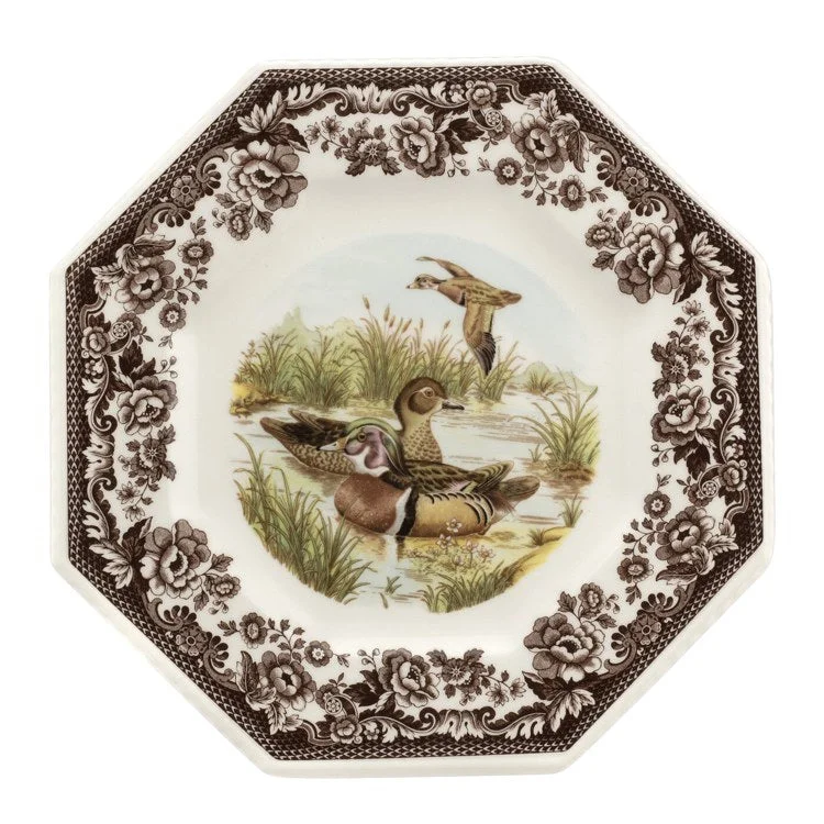 eco-friendly dining plates for home use-Spode Woodland 9.5" Octagonal Plate - Wood Duck