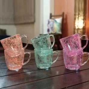 porcelain mugs for coffee-Unbreakable Tea Cups - Set of 6 - Neon Mesh