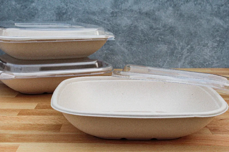 affordable dinner plates for students-32oz Square Fiber Bowl (300pcs) | Take-Out Container | Compostable