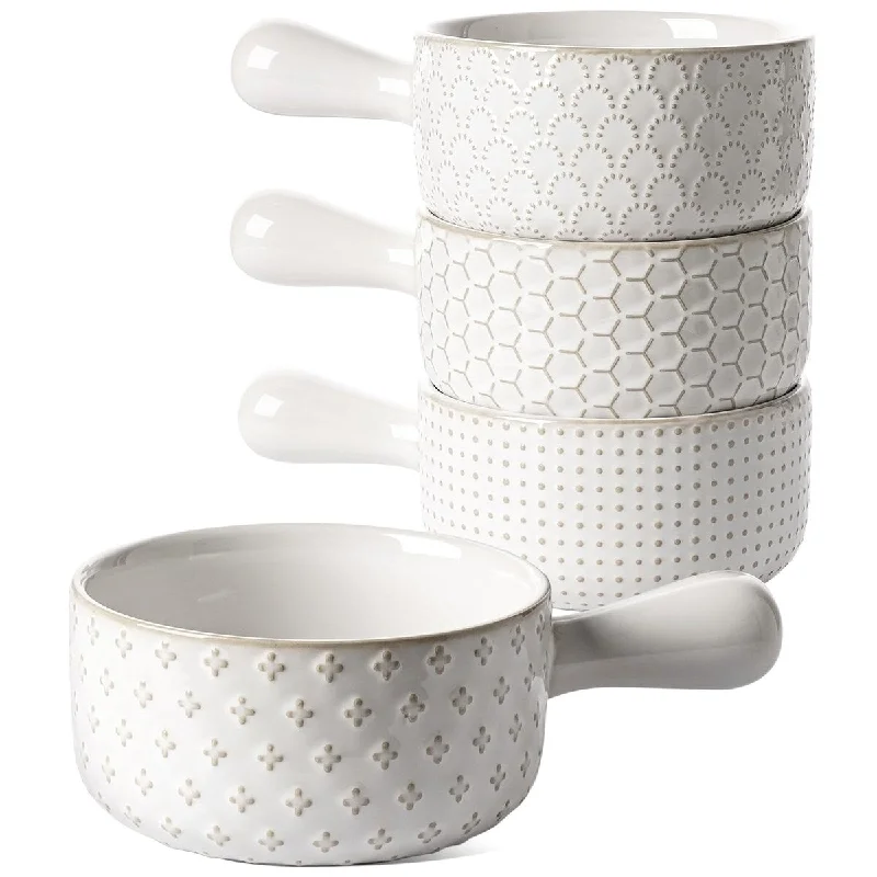 elegant dinnerware sets for family gatherings-French Onion Soup Bowls, 18 Ounce Soup Bowls With Handles for Chili, Beef Stew, French Onion Soup Crocks Oven Safe - 5 inch