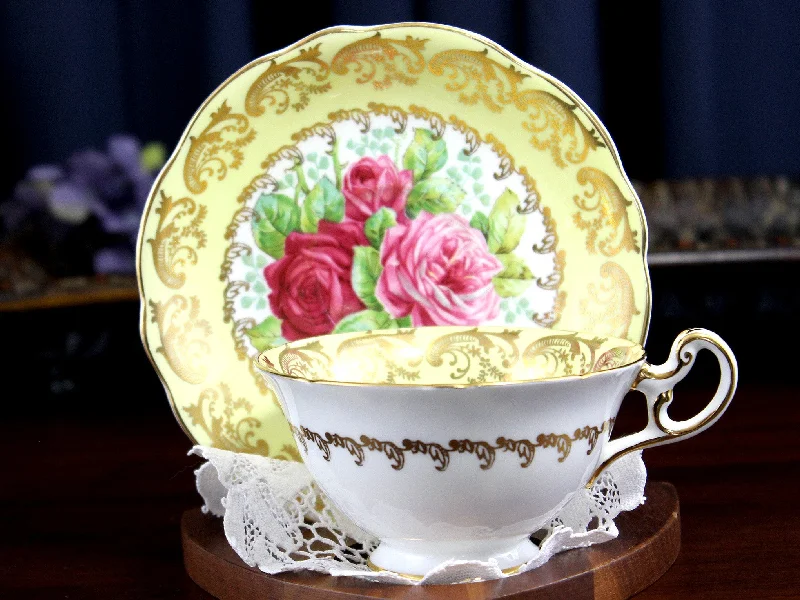 custom coffee mugs for companies-EB Foley, Cup & Saucer, Wide Mouth Teacup, Gorgeous Roses 18220