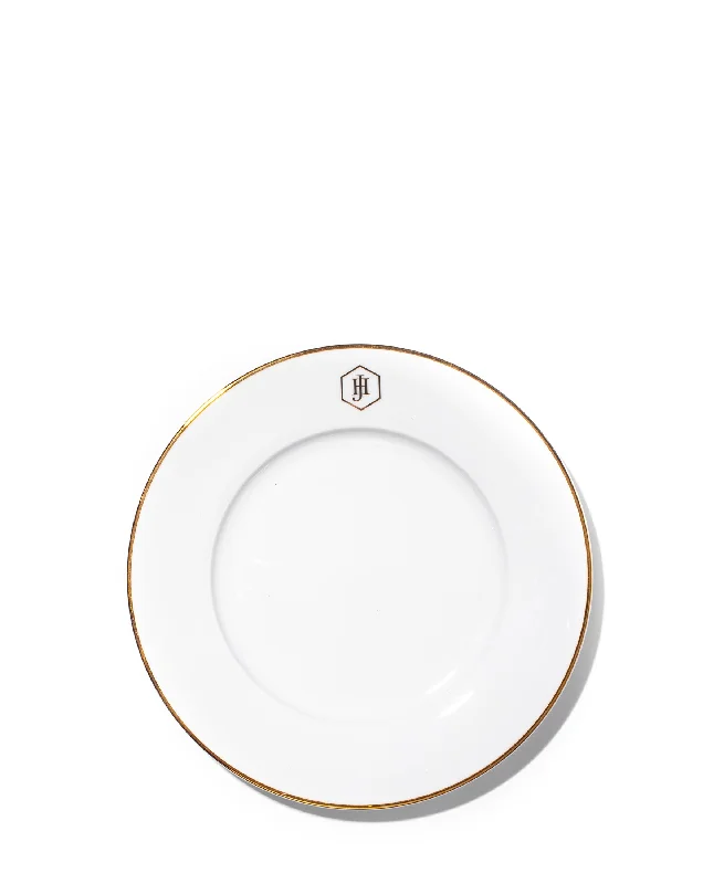 retro dinnerware with patterns-Jenna Clifford Gold Rimmed Side Plate 22cm - White