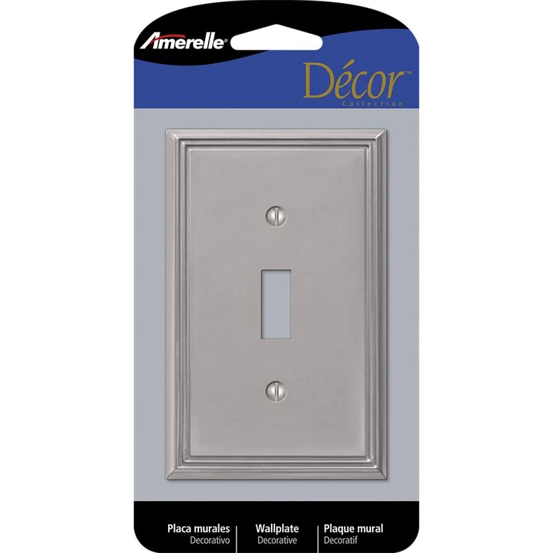 heavy-duty plates for catering services-Amerelle Metro Brushed Nickel 1 gang Die-Cast Metal Toggle Wall Plate 1 pk