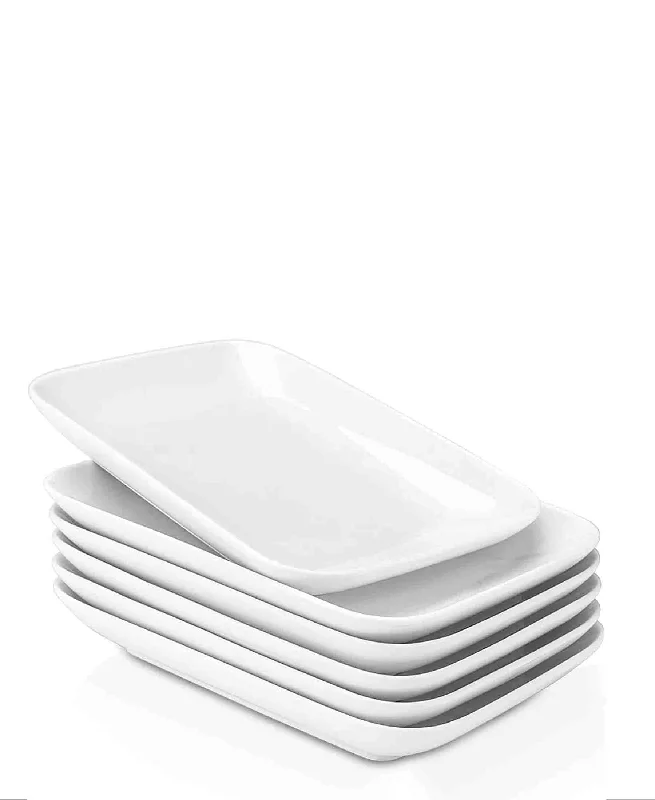 hand-painted dinnerware sets-Kitchen Life Ceramic Rectangular Fish Plate - White