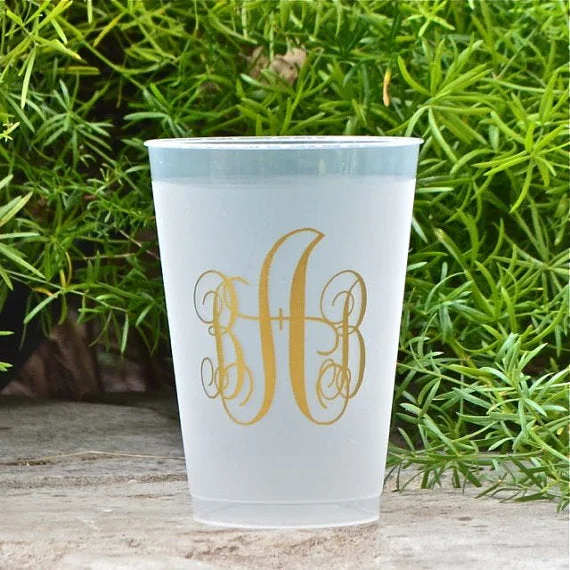 elegant porcelain mugs-Script Monogram Custom Frost Flex Cups