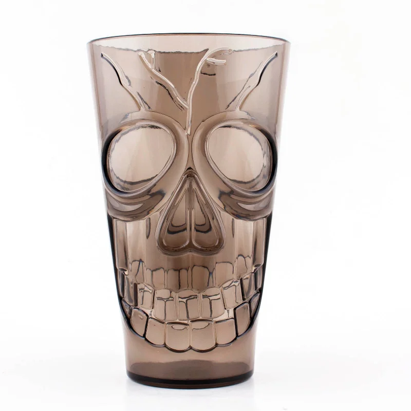 vintage style coffee mugs-BarConic® Plastic Skull Cup - Smoke - 20 ounce