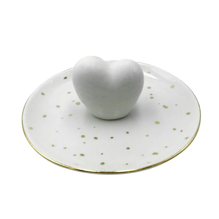 dinner plates for formal events-6" Heart Trinket Tray - White