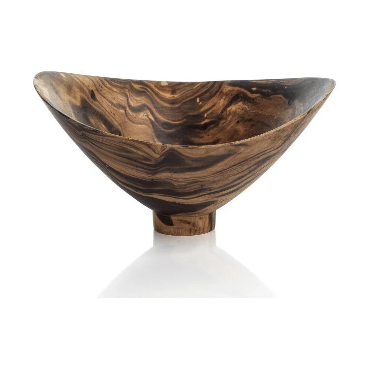 simple dinnerware for modern homes-Vinceta Marbleized Mango Wood Compote Bowl