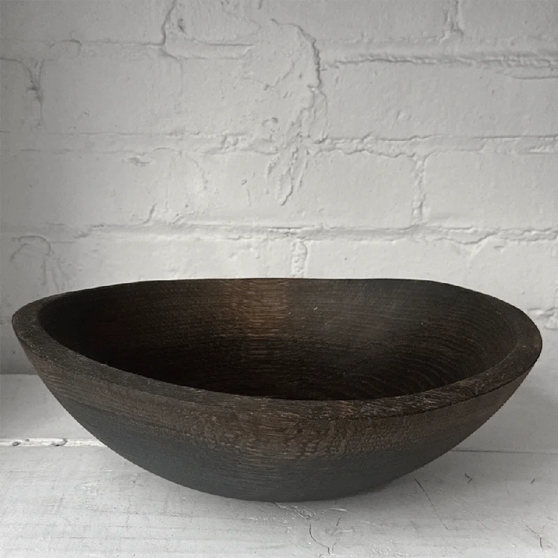 vintage dinnerware sets for home-Spencer Peterman Live Edge Black Ebonized 12" Oval Bowl (# 02)