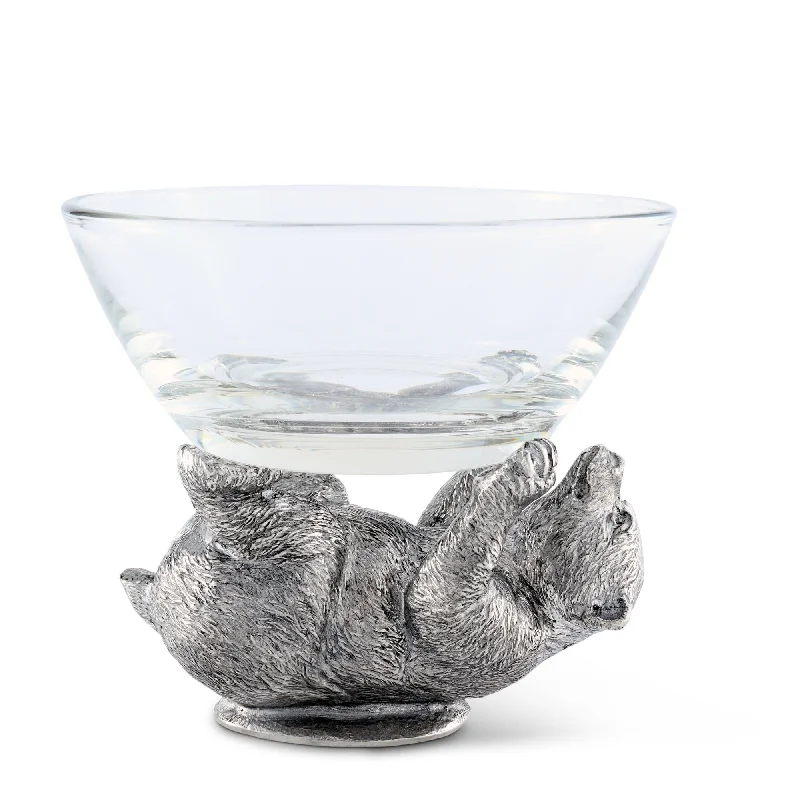 festive dinnerware sets for holidays-Pewter Bear Sauce Bowl