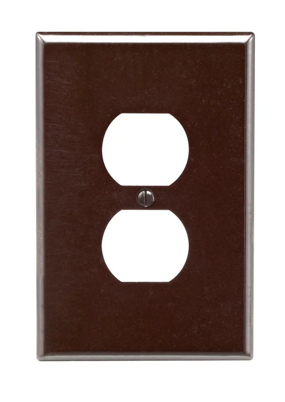 fancy dinnerware for holiday meals-Leviton Brown 1 gang Thermoset Plastic Duplex Wall Plate 1 pk