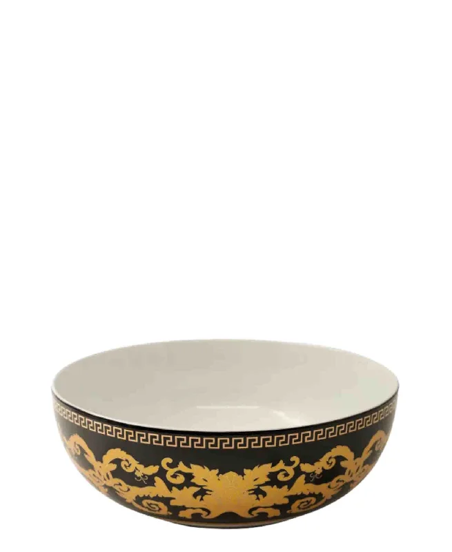 outdoor dinnerware sets for camping-Jenna Clifford Grandeur Salad Bowl - Black & Gold