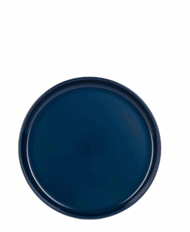 stoneware serving platters-Jenna Clifford Flat Stackable Dinner Plate - Cobalt Blue