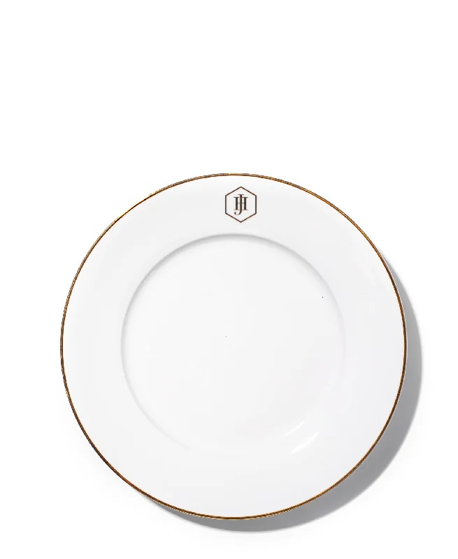 stainless steel cutlery set-Jenna Clifford 27cm Gold Rimmed Dinner Plate - White