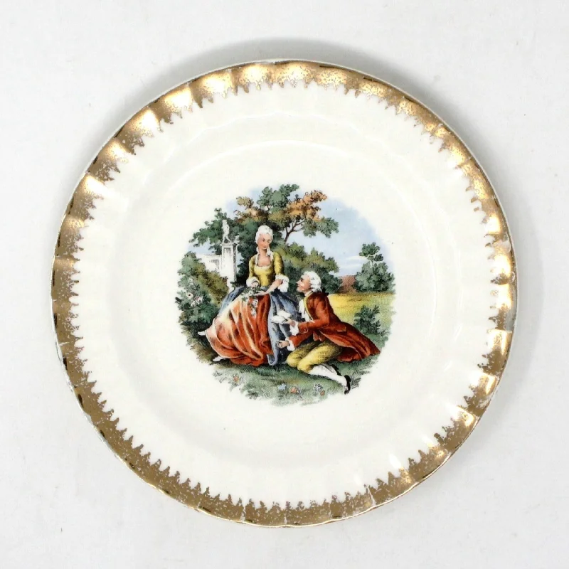 classic dinnerware for family gatherings-Bread & Butter Plate, Cronin China Co, Fragonard Courting Couple, COI2, Vintage USA