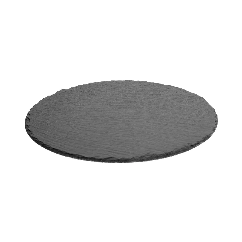 best dinnerware for entertaining-Secret de Gourmet 32cm Rounded Slate Plate Black