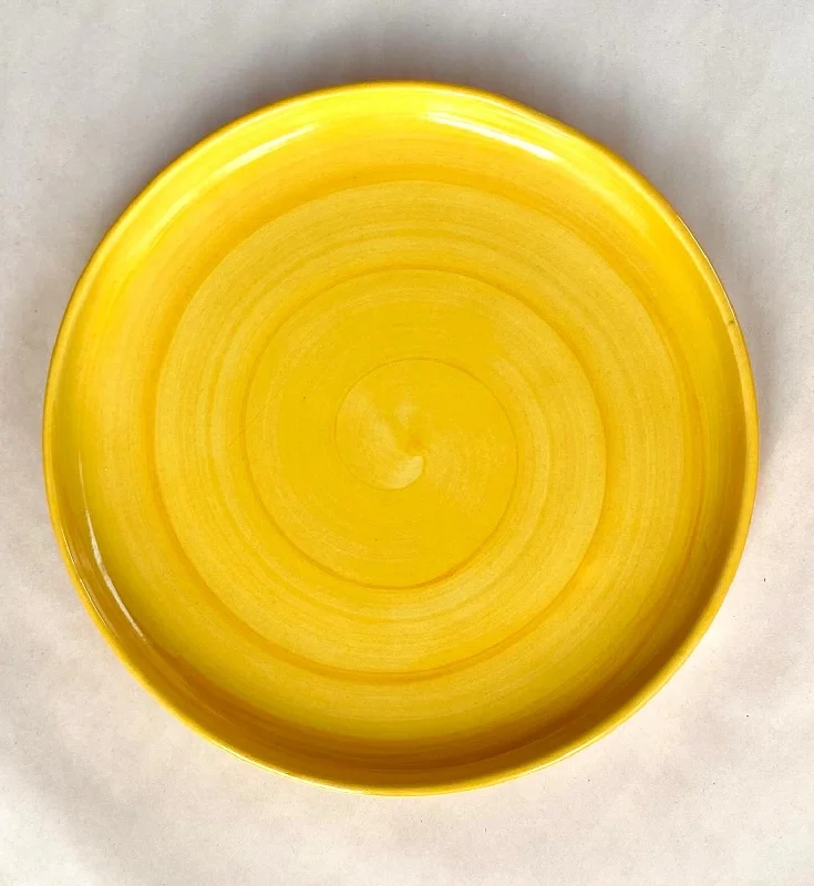 high-quality porcelain plates for dining-Yellow brush 10” Hampton plate