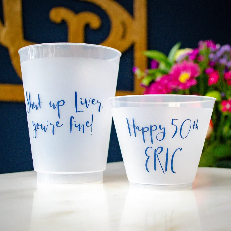 funny mugs for coworkers birthday-Custom 50th Birthday Frosted Cups