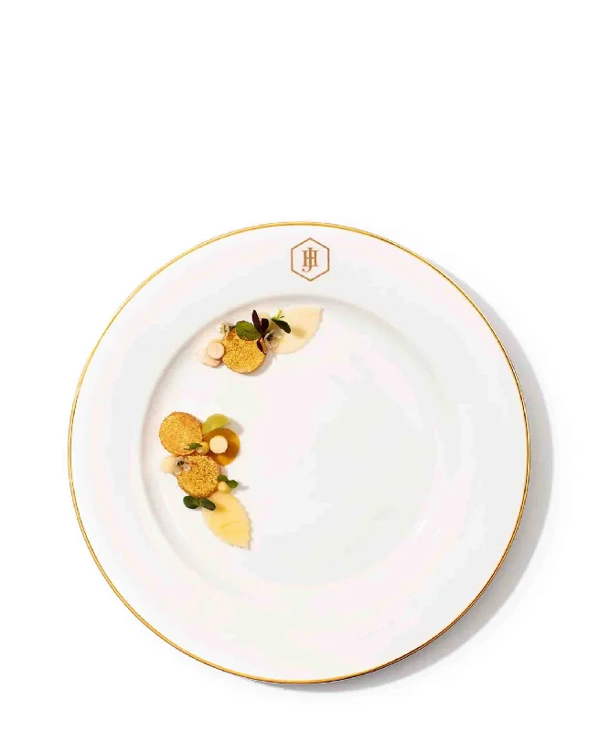 farmhouse style dinner plates-Jenna Clifford 30.5cm Charger With Gold Band - White