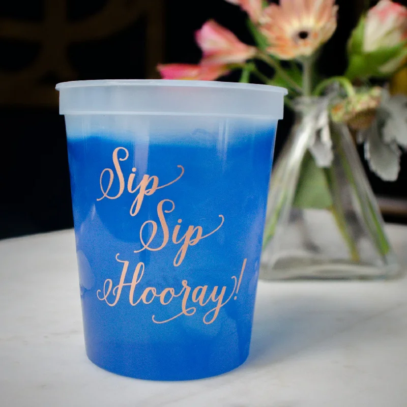 gift mugs with names-Custom "Sip Sip Hooray" Color Changing Stadium Cups