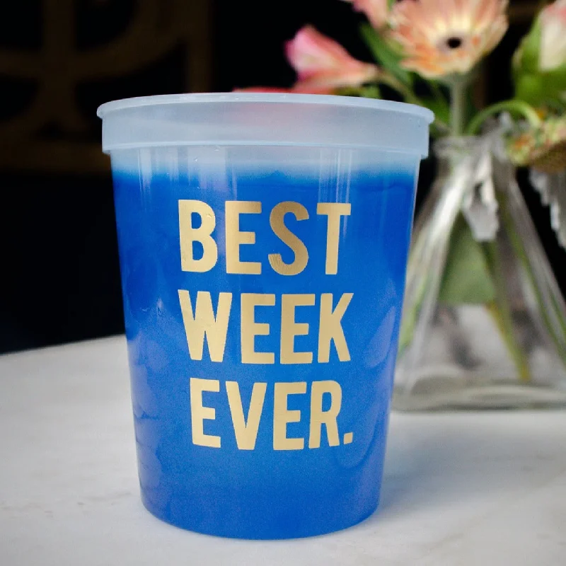 custom coffee mugs for weddings-Best Week Ever Plastic Stadium Mood Cups