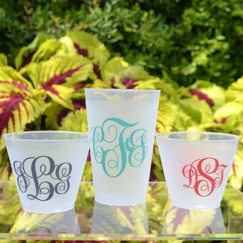 large insulated coffee cups-Custom Monogram Frost Flex Party Cups