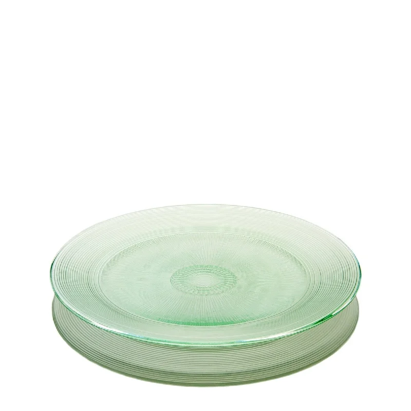 eco-conscious dinnerware brands-Lg. Recycled Glass Platter D14"- A - Green Glass