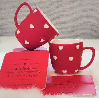 large coffee cups for morning-Designer Tea Cups Set of 2 - Valentine's Gift