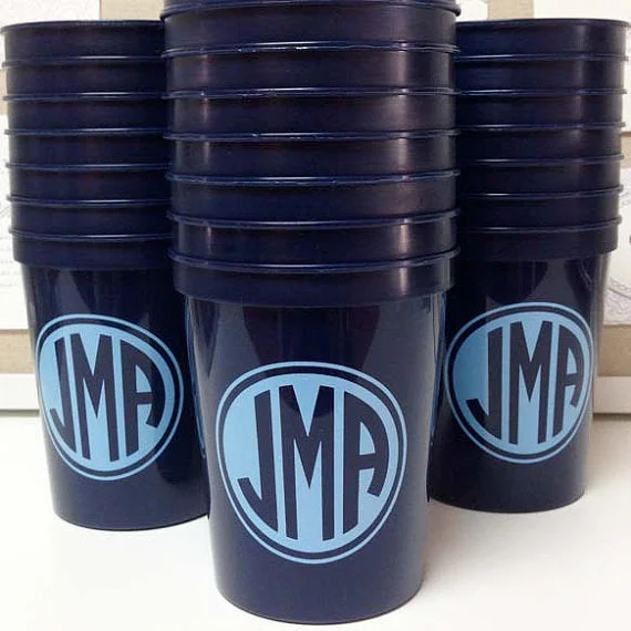 black mugs for coffee-Circle Monogram Stadium Party Cups