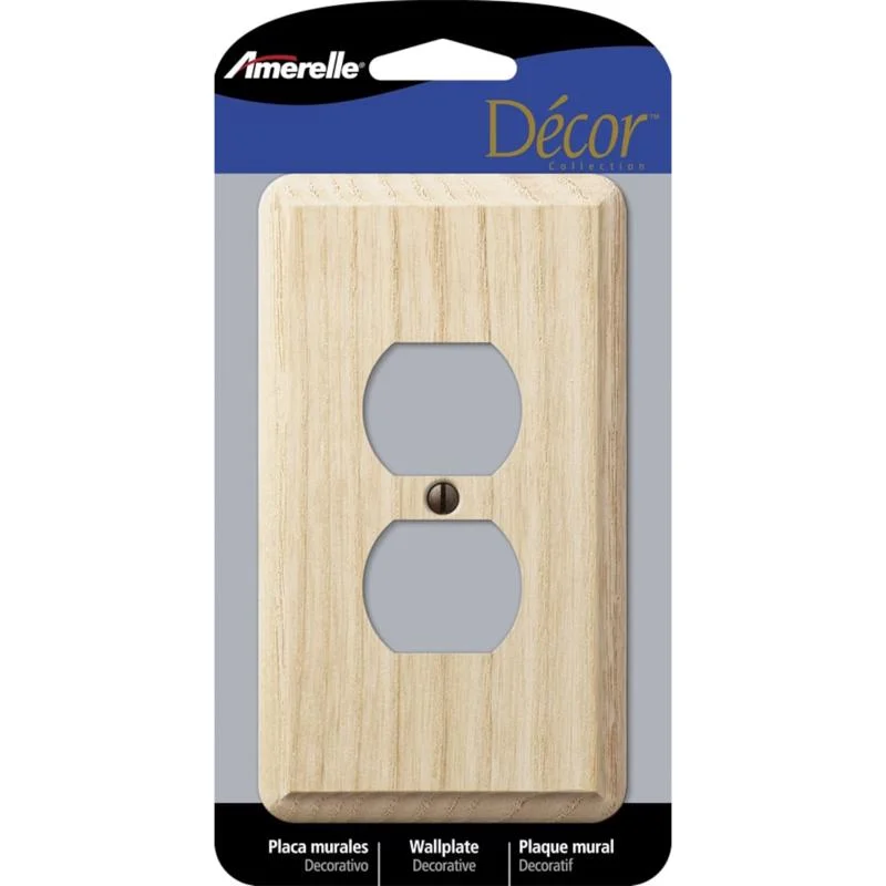 affordable dinner plates for students-Amerelle Contemporary Unfinished Beige 1 gang Wood Duplex Wall Plate 1 pk