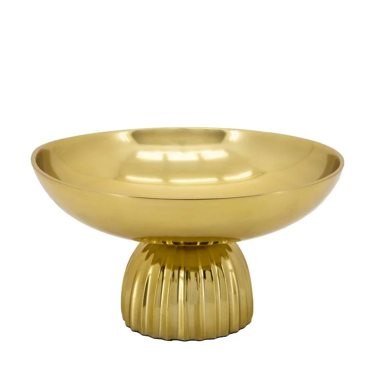 contemporary dinnerware for modern homes-11" Fluted Pedestal Fruit Bowl - Gold