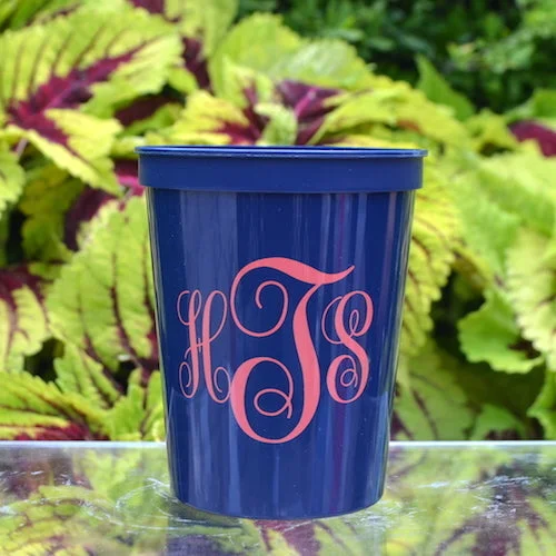 novelty mugs for work holidays-Monogrammed Stadium Party Cups