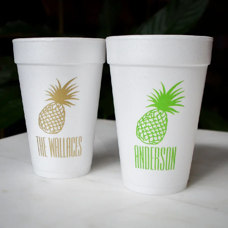 funny mugs for gifts-Custom Tropical Pineapple Foam Cups