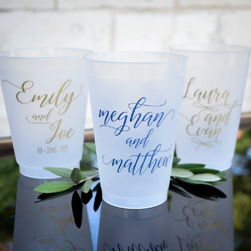 travel coffee mugs for all day use-Personalized Calligraphy Script Frost Flex Cups