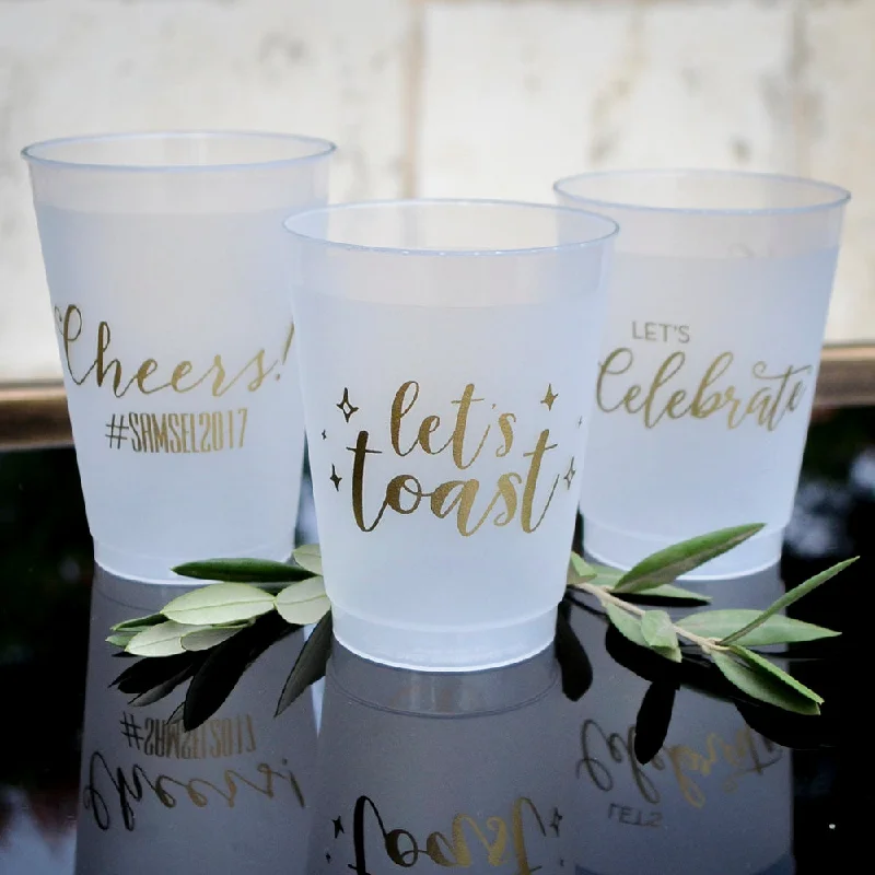 coffee cups for special occasions-"Let's Toast" Shatterproof Wedding Cups