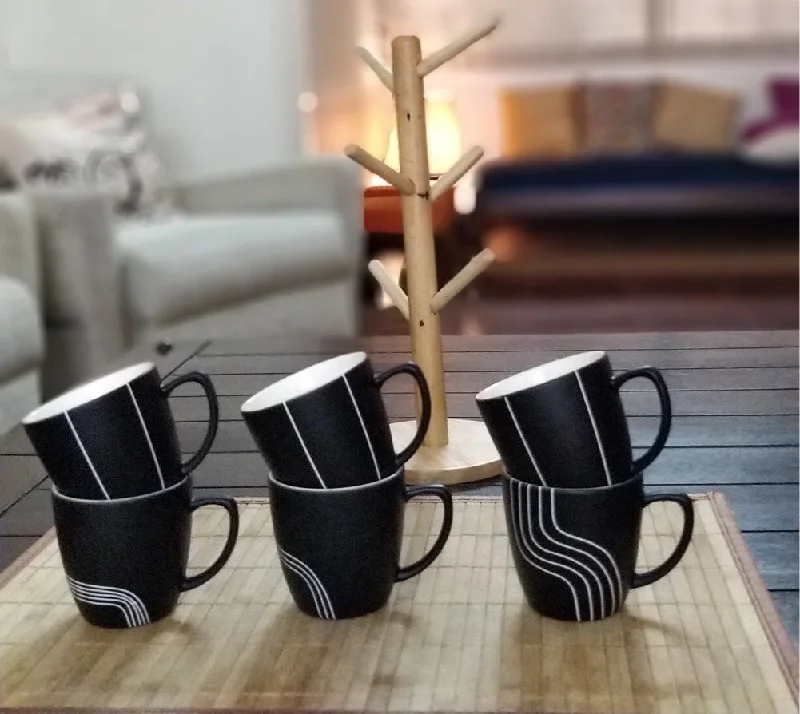 luxury coffee mugs for home-Designer Tea Cups - Set of 6 -The Black & White Collection