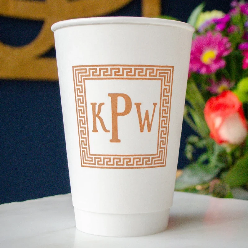 custom printed mugs for business use-Custom Framed Initial Monogram Paper Cups