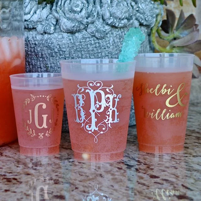 colorful mugs for coffee breaks-Personalized Frosted Wedding Cups