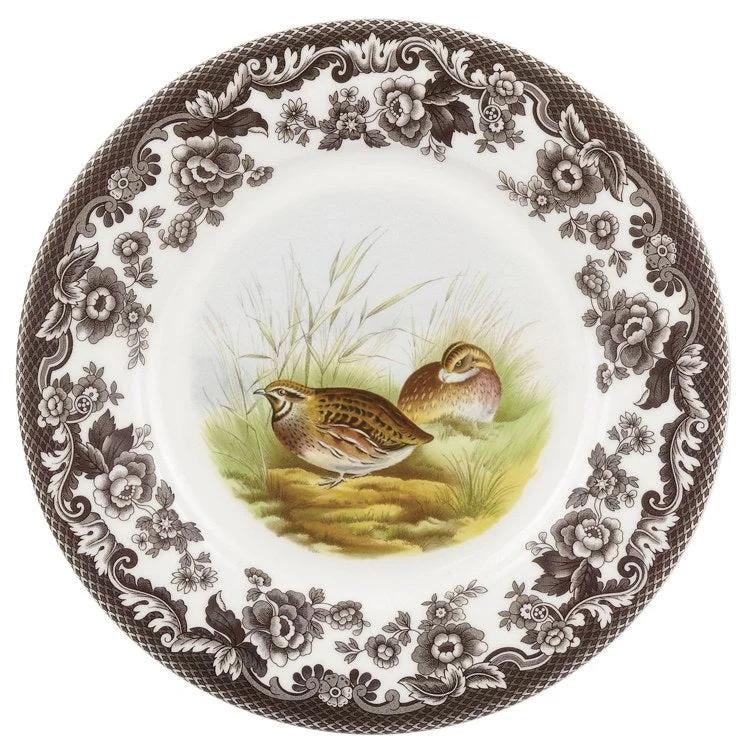 artistic dinner plates for home décor-Spode Woodland Luncheon Plate - Quail