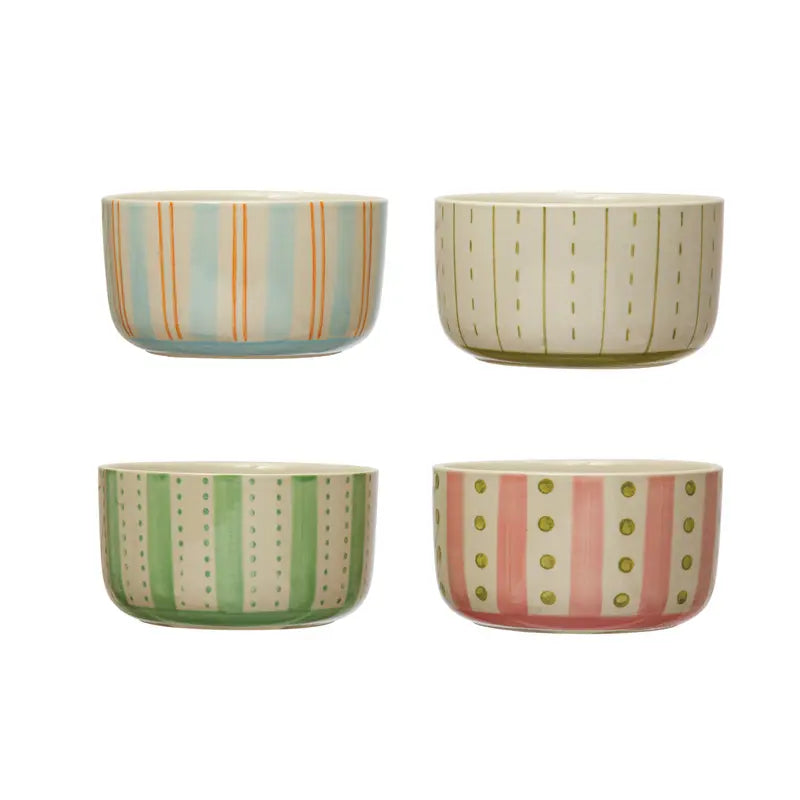 wedding dinnerware collection-Stripes & Dots Stoneware Bowls