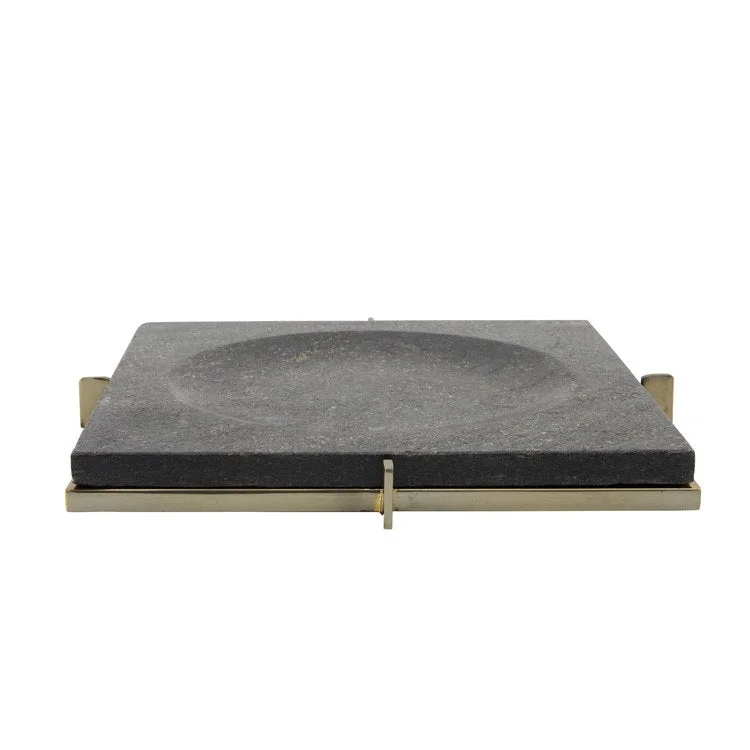 affordable dinner plates for students-12" x 12" Marble Tray with Metal Base - Black