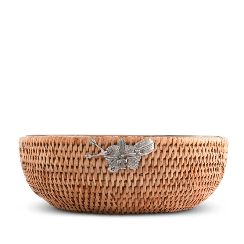 kids’ dinnerware with cartoon designs-Orchid  Hand Woven Wicker Natural Rattan Serving Bowl