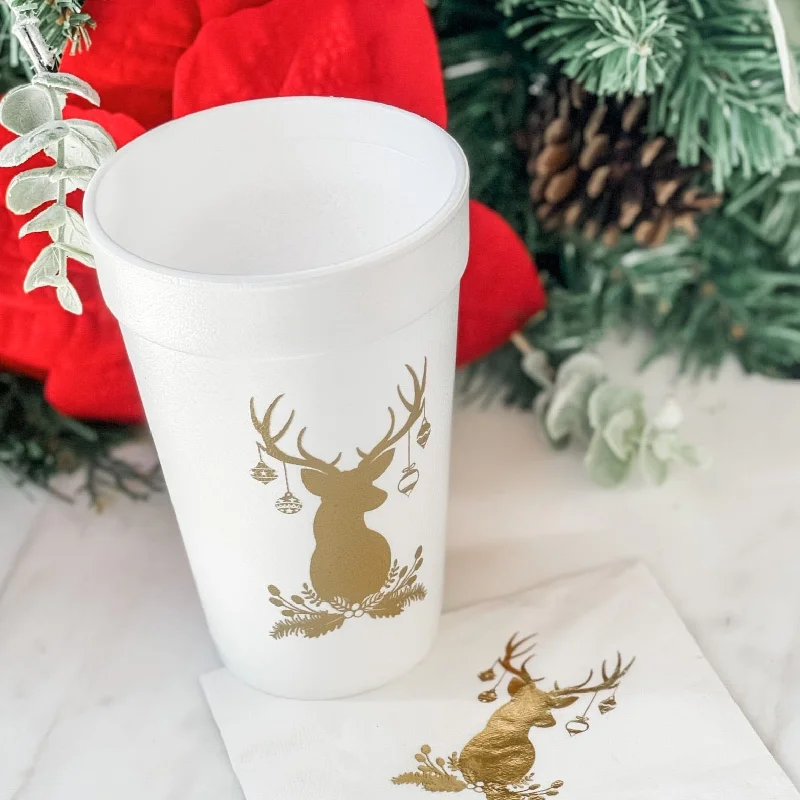 unique mugs for travel-Custom Holiday Deer Foam Party Cups