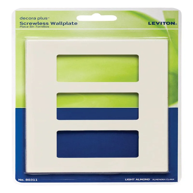 rustic ceramic dinner plates-Leviton Decora Plus Almond 3 gang Polycarbonate Decorator Screwless Wall Plate 1 each