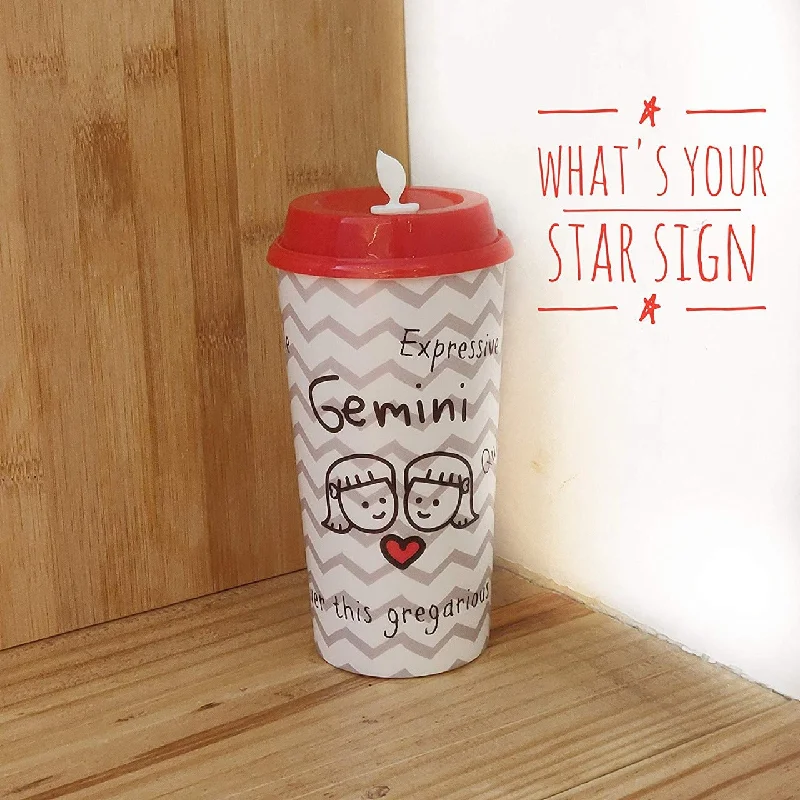 stylish travel mugs for daily use-Gemini Sun Sign Sipper & Coffee Cup - Zodiac Cups