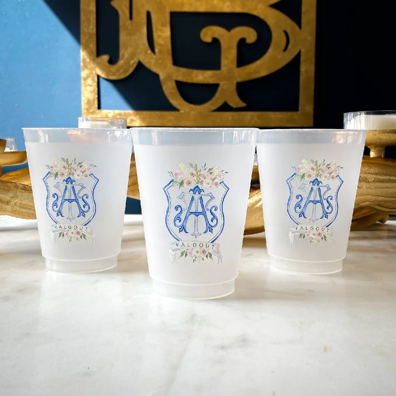 insulated cups for morning coffee-Watercolor Monogram Frosted Cups