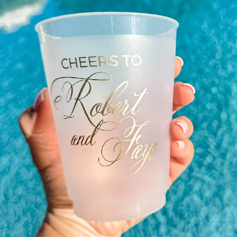 large travel mugs for coffee-Custom Cheers To Metallic Gold Ink Shatterproof Party Cups