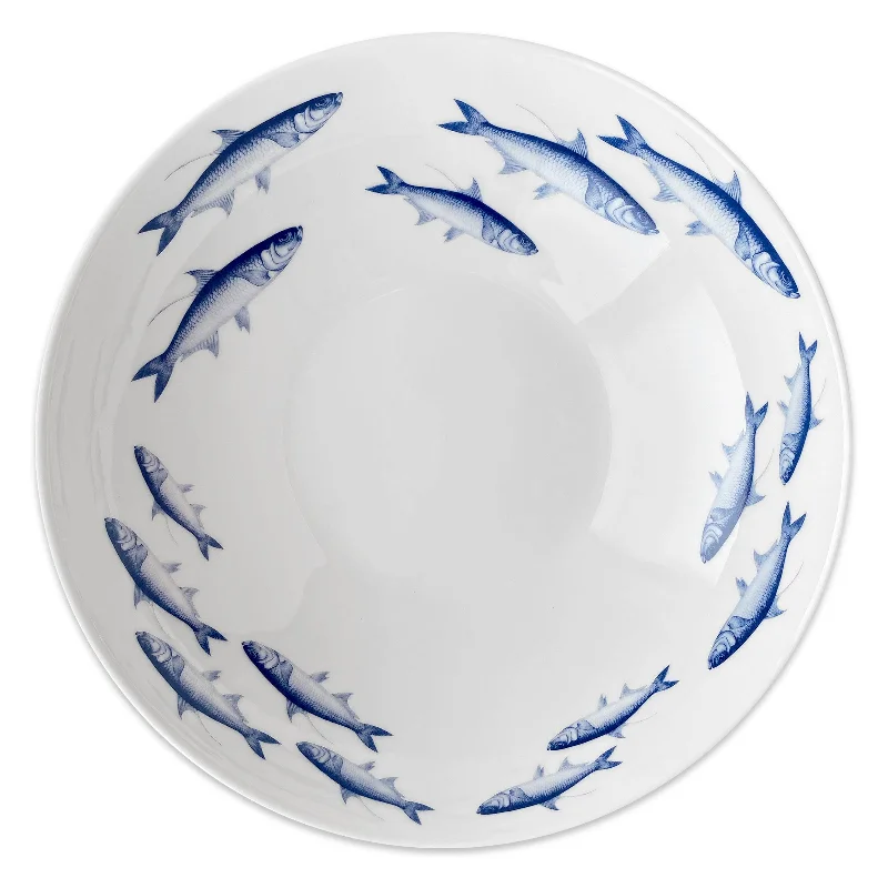 contemporary dinnerware for entertaining-School of Fish Wide Serving Bowl