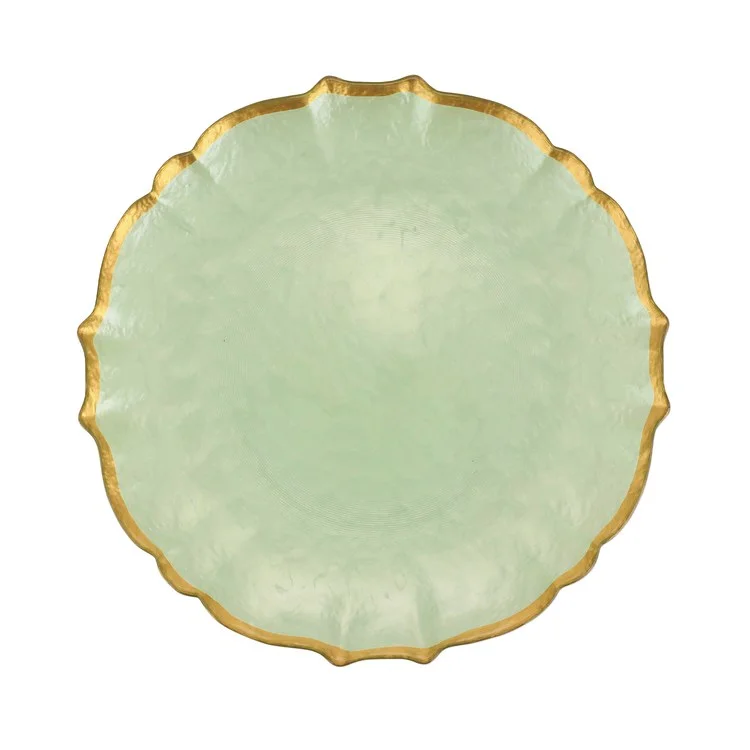 high-quality stoneware dinner plates-Baroque Glass Pistachio Dinner Plate